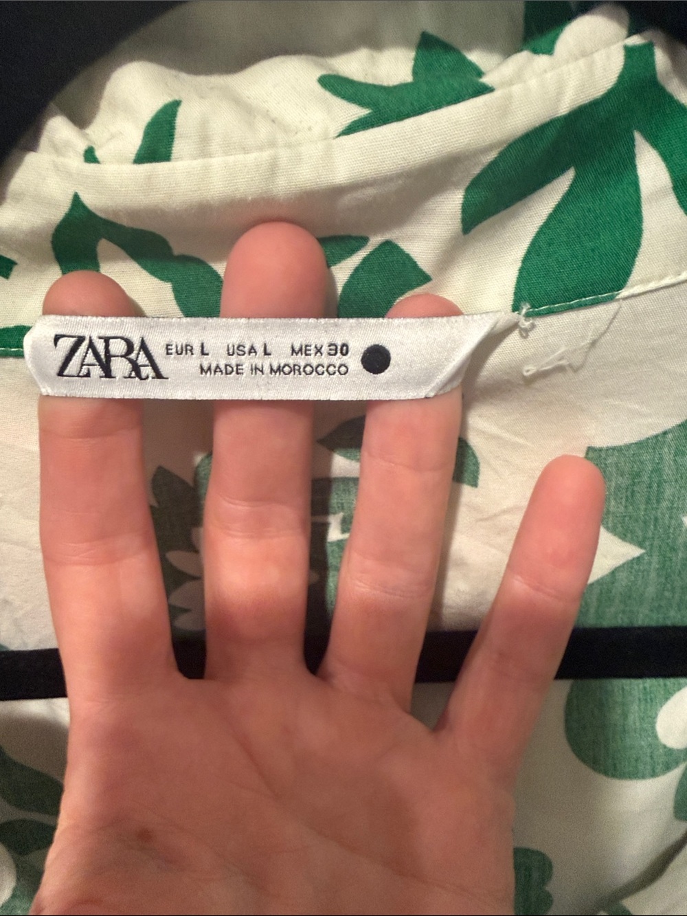 Zara Cream Dress with Green Floral Print - Picture 2 of 3